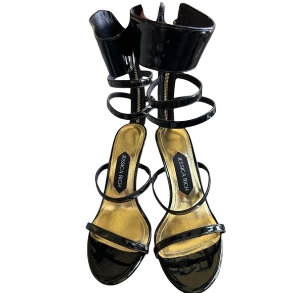 Jessica Rich Women's Black Goddess Back-Zipper Stiletto Sandals SZ US 6 1/2-7. - Picture 2 of 14